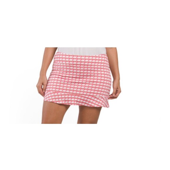 NEW Golftini Women Pull-On Friendship Ruffle Skort Pink White Tan Golf Tennis L - Picture 2 of 9